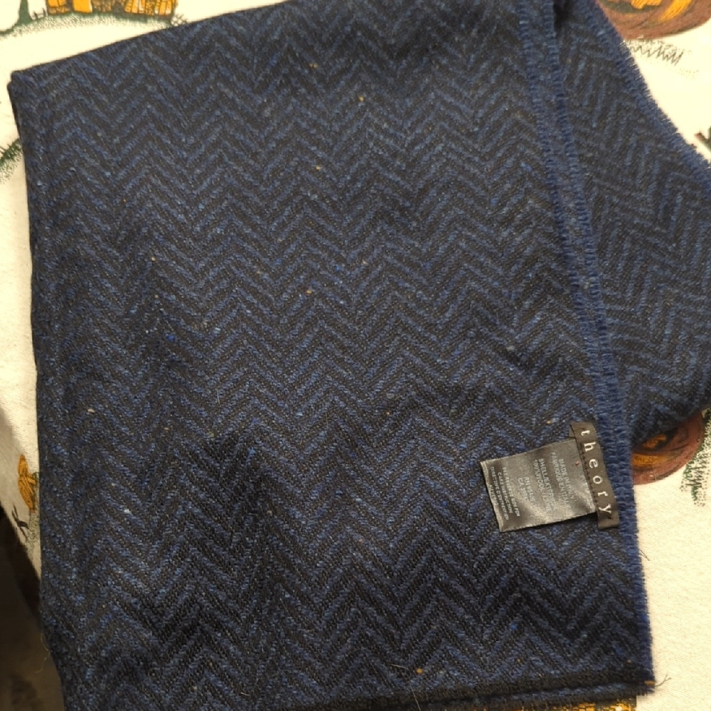 Theory Dark Blue Chevron Scarf